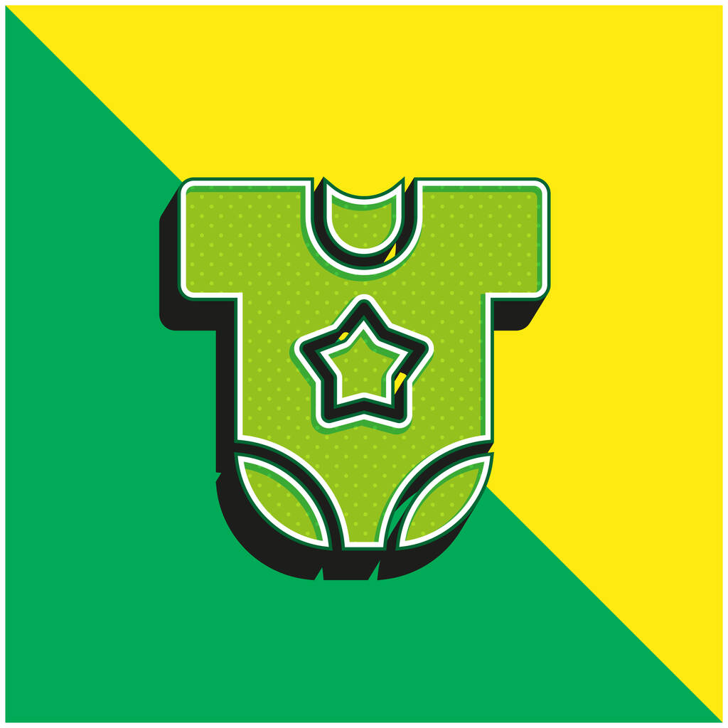Odzież dla dzieci Zielone i żółte nowoczesne logo wektora 3D - Wektor, obraz