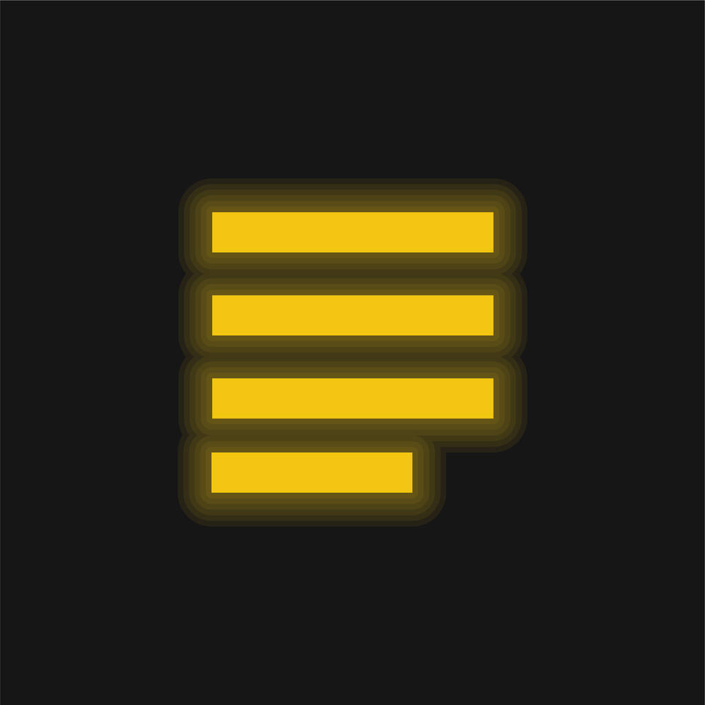 Alinear amarillo brillante icono de neón - Vector, imagen