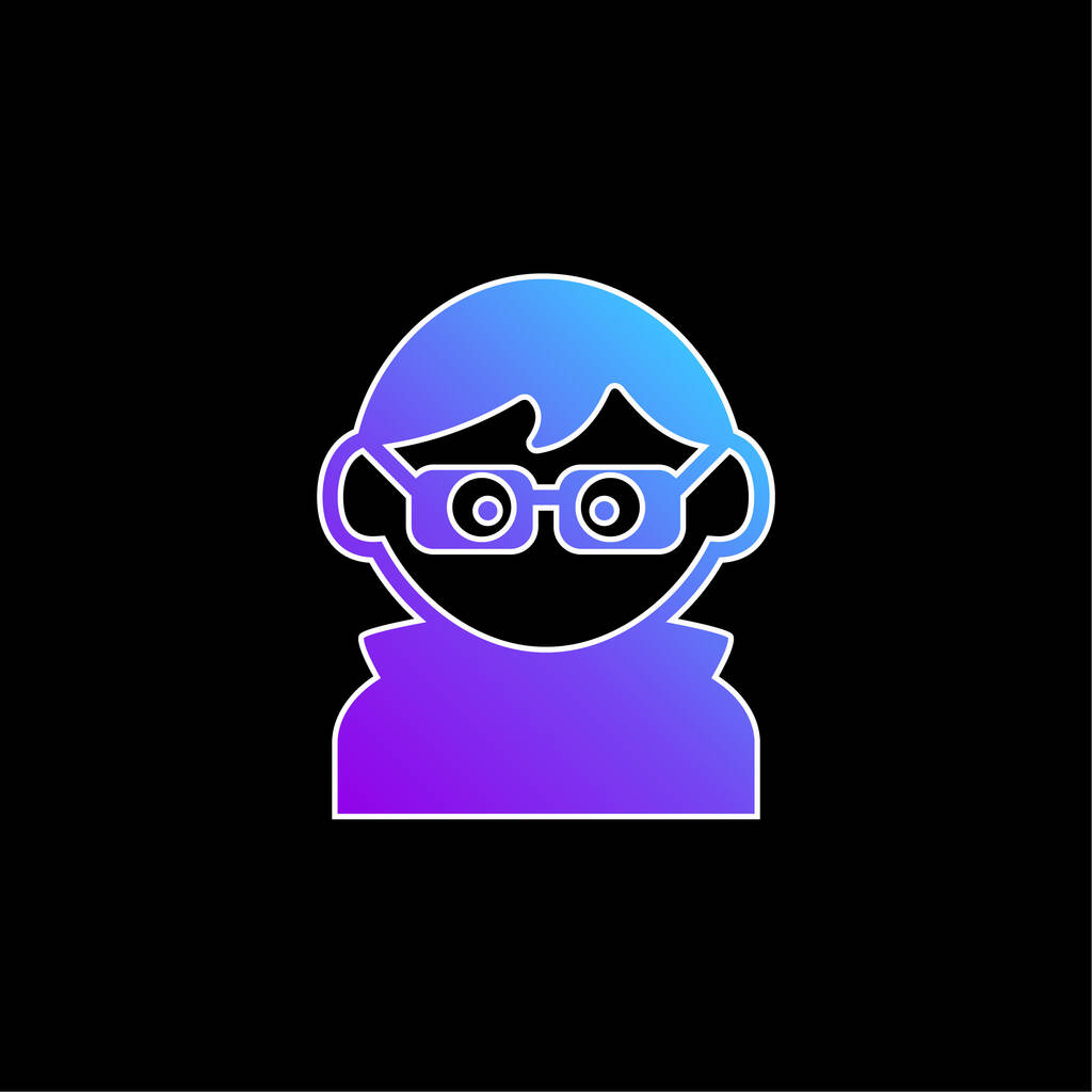 Niño con gafas, ropa oscura y el pelo azul gradiente icono del vector - Vector, Imagen
