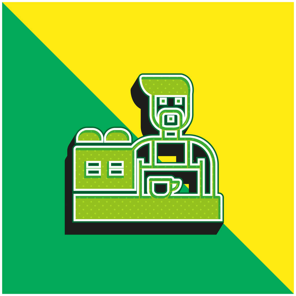 Barista Verde e amarelo moderno logotipo vetor 3d ícone - Vetor, Imagem