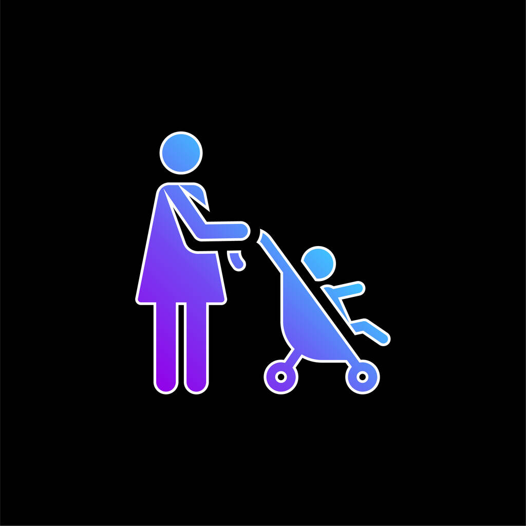 Baby Stroller sininen kaltevuus vektori kuvake - Vektori, kuva