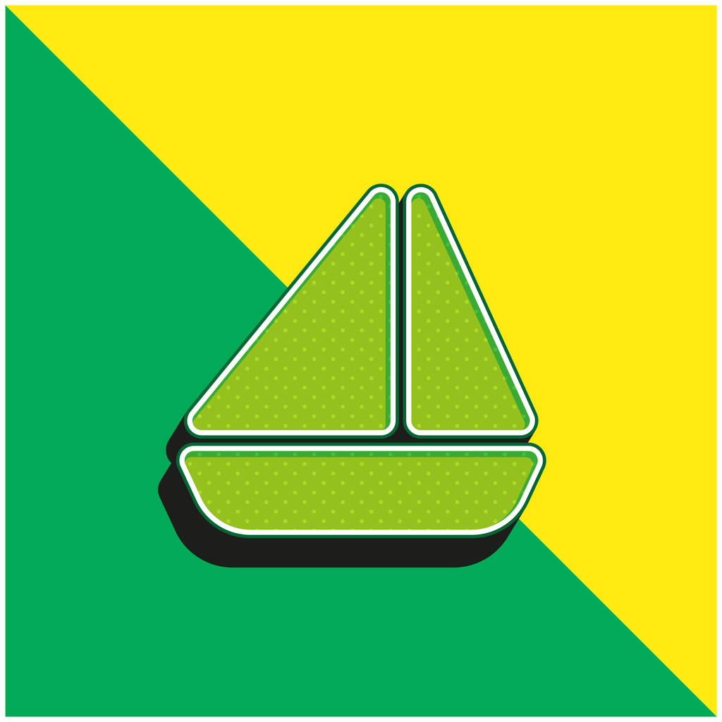 Bateau Vert et jaune moderne icône vectorielle 3d logo - Vecteur, image