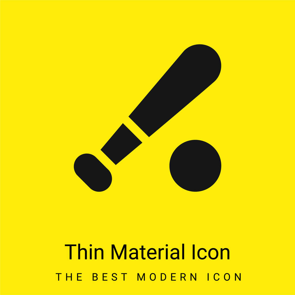Baseball Bat minimal bright yellow material icon - Vector, Image