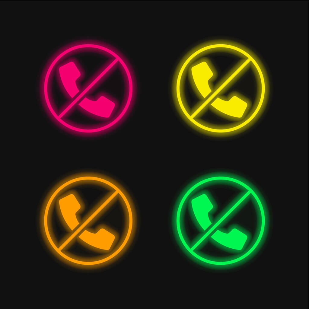 Blokkolt négy szín izzó neon vektor ikon - Vektor, kép