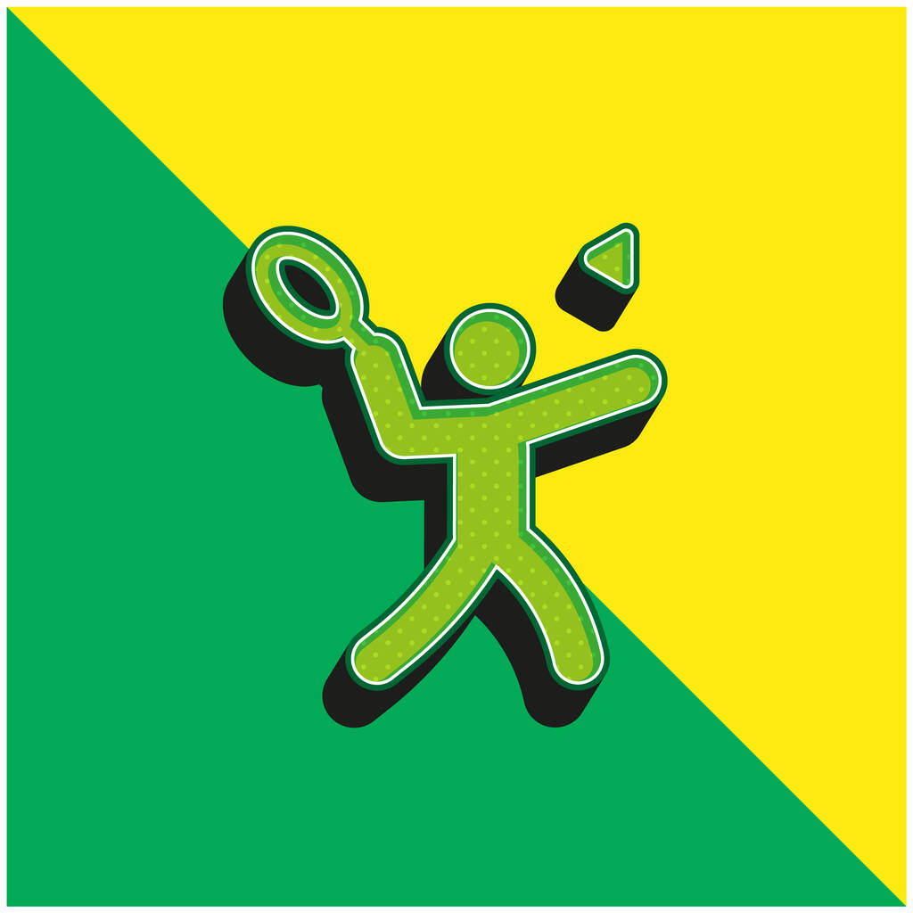 Badminton Zielony i żółty nowoczesny ikona wektora 3D logo - Wektor, obraz