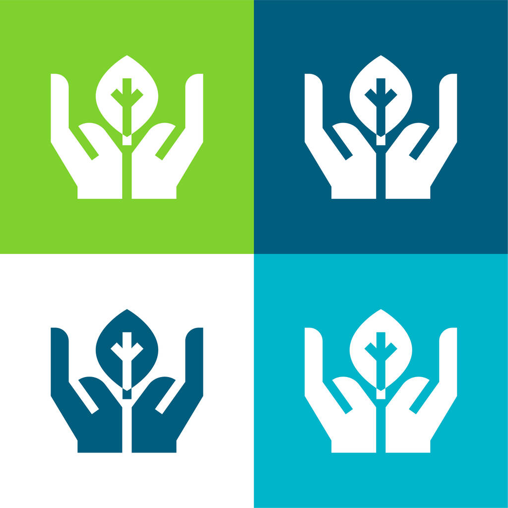 Biológia Lapos négy szín minimális ikon készlet - Vektor, kép