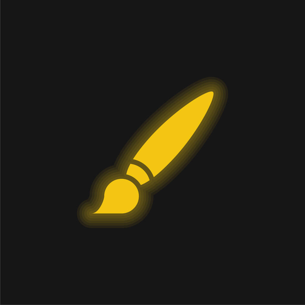 Big Paint Brush yellow glowing neon icon - Vector, Image