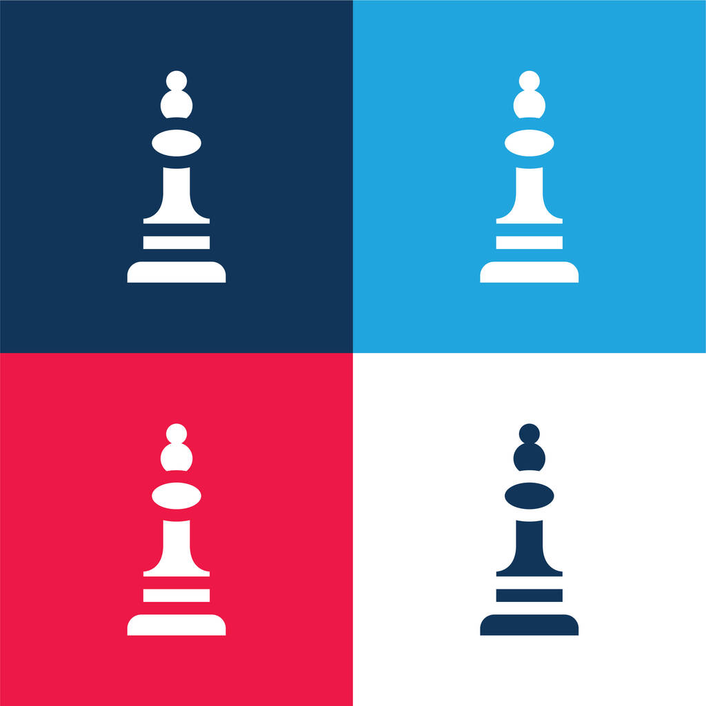 Bishop kék és piros négy szín minimális ikon készlet - Vektor, kép
