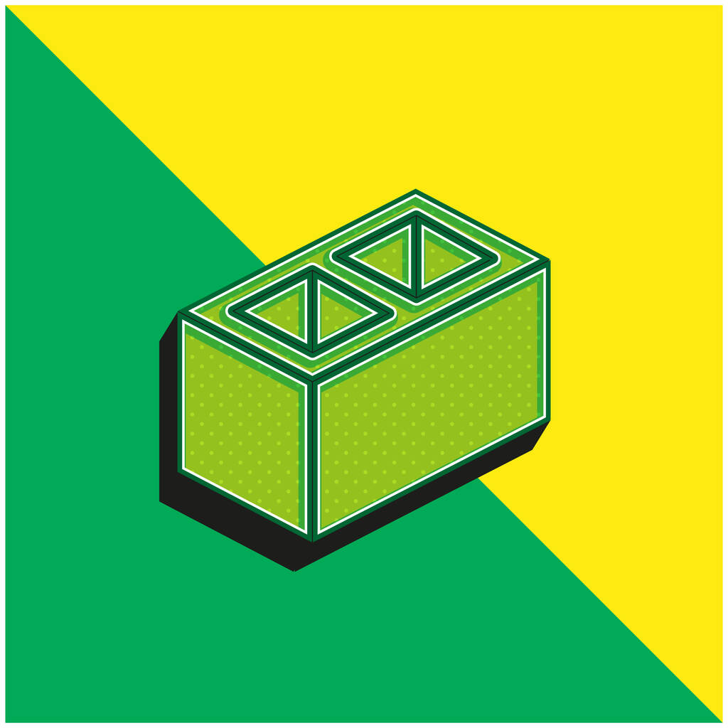 Block Vihreä ja keltainen moderni 3d vektori kuvake logo - Vektori, kuva