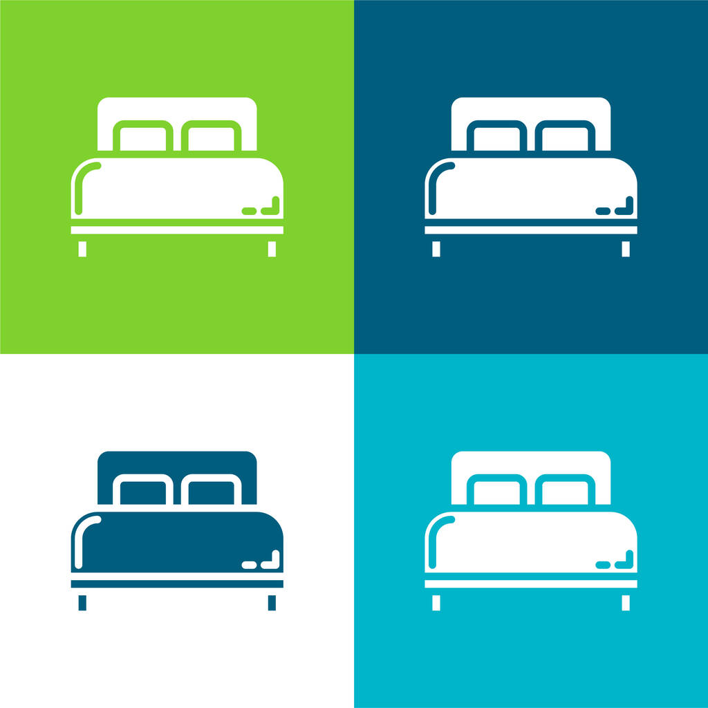 Cama plana de cuatro colores mínimo icono conjunto - Vector, Imagen