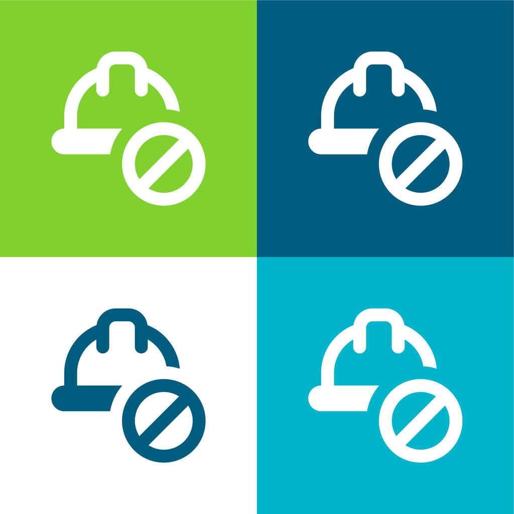 Banned Flat conjunto de iconos mínimos de cuatro colores - Vector, imagen