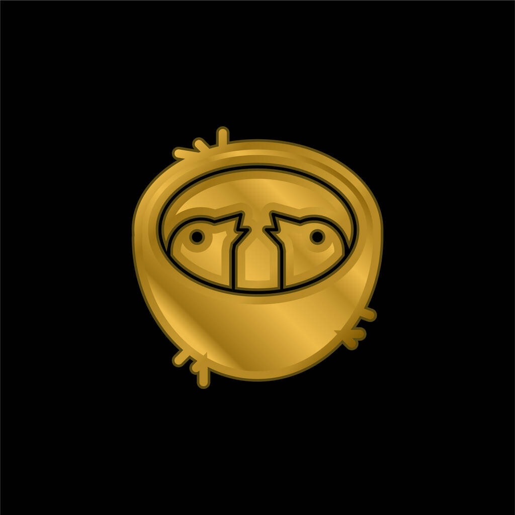 птички в золотом гнезде металлическая икона или вектор логотипа - Вектор,изображение