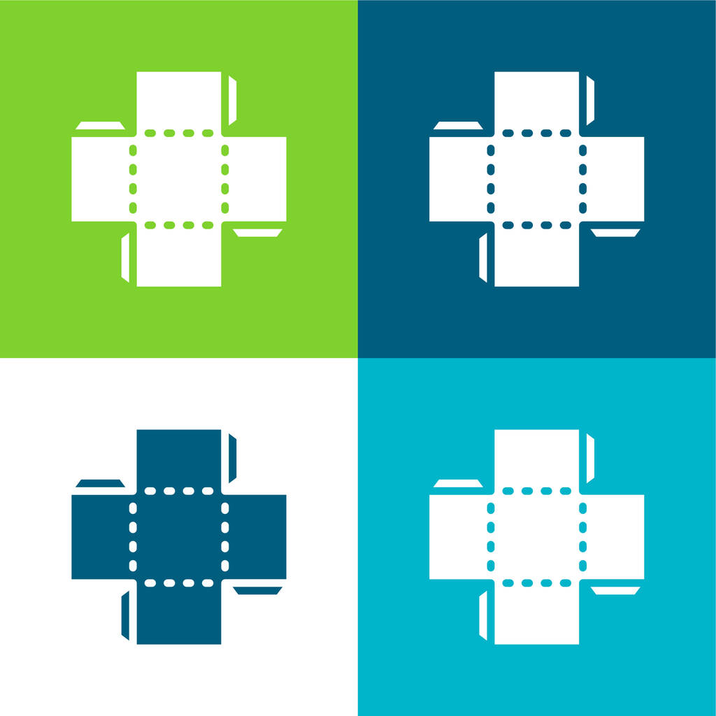 Cajas Plano de cuatro colores mínimo icono conjunto - Vector, imagen