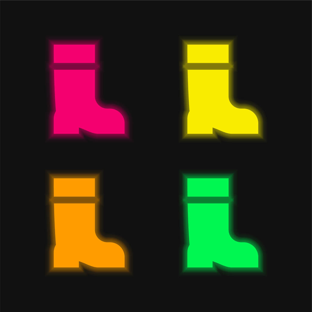 Boot quattro colori luminosi icona vettoriale al neon - Vettoriali, immagini