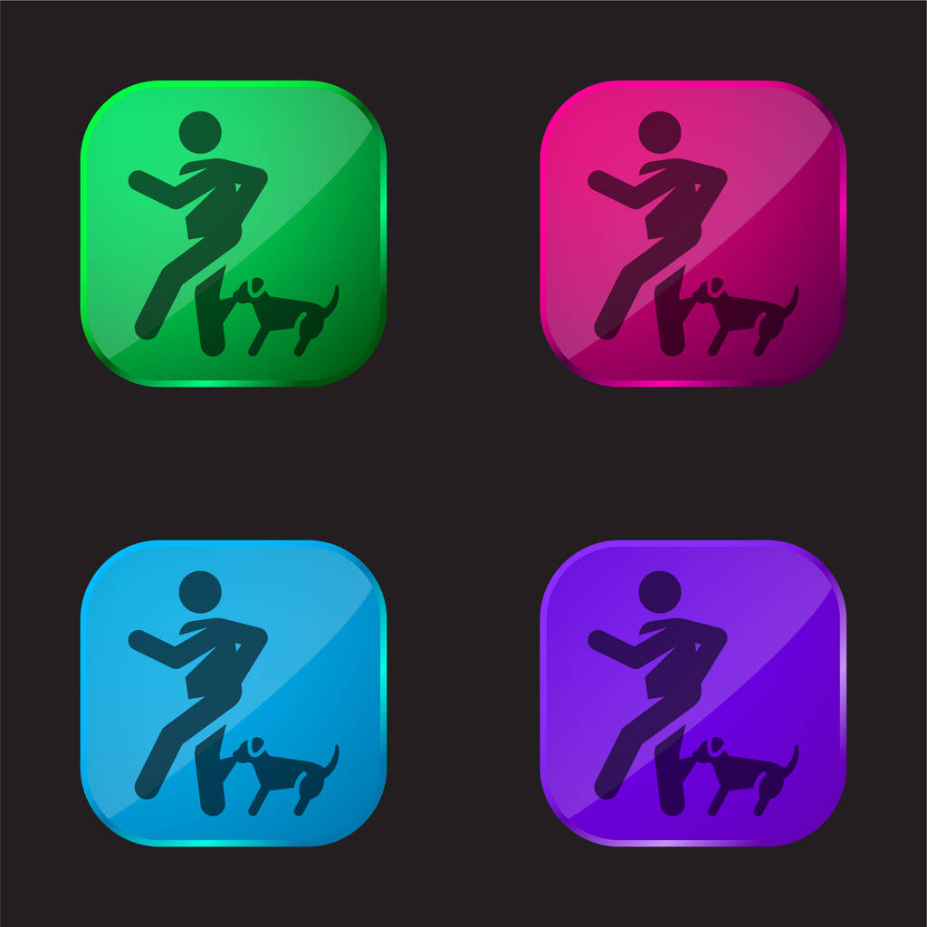Muerde cuatro icono de botón de vidrio de color - Vector, Imagen