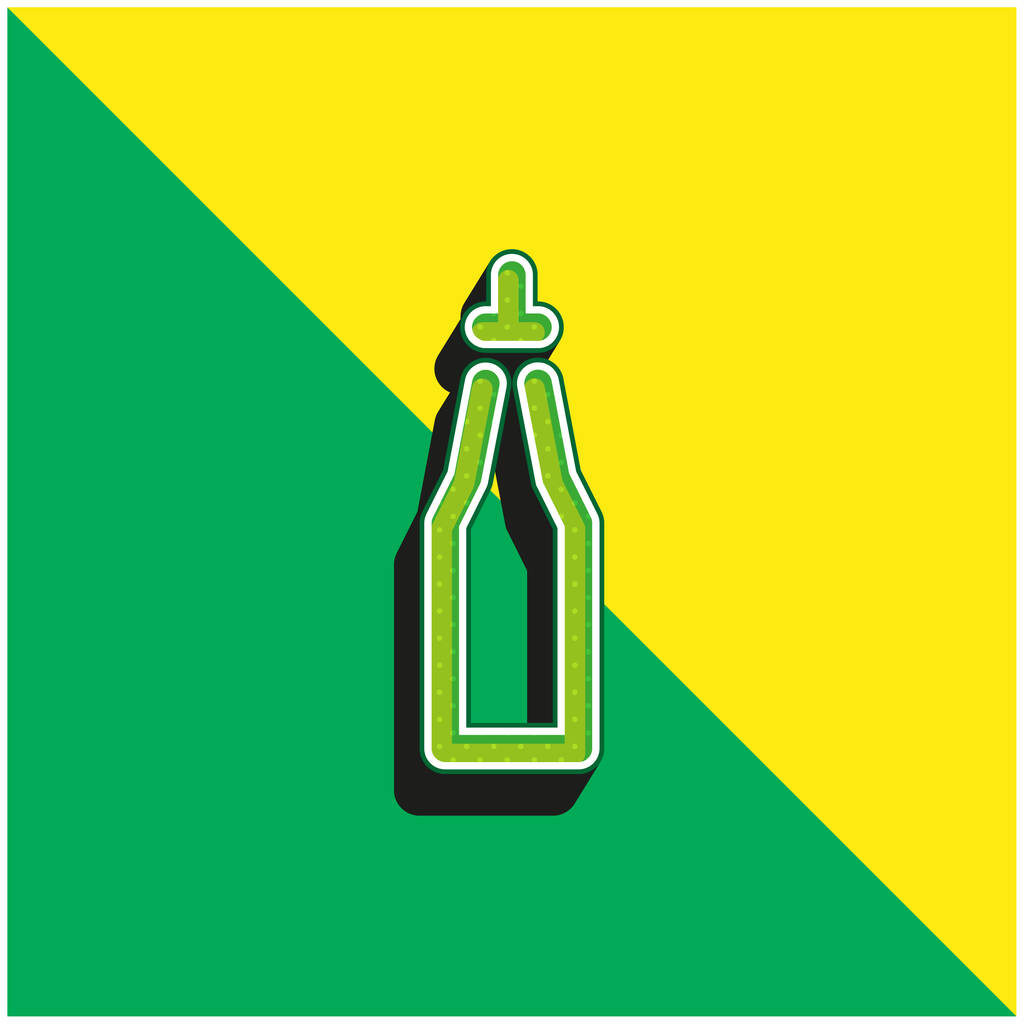 Bottiglia Logo icona vettoriale 3d moderna verde e gialla - Vettoriali, immagini