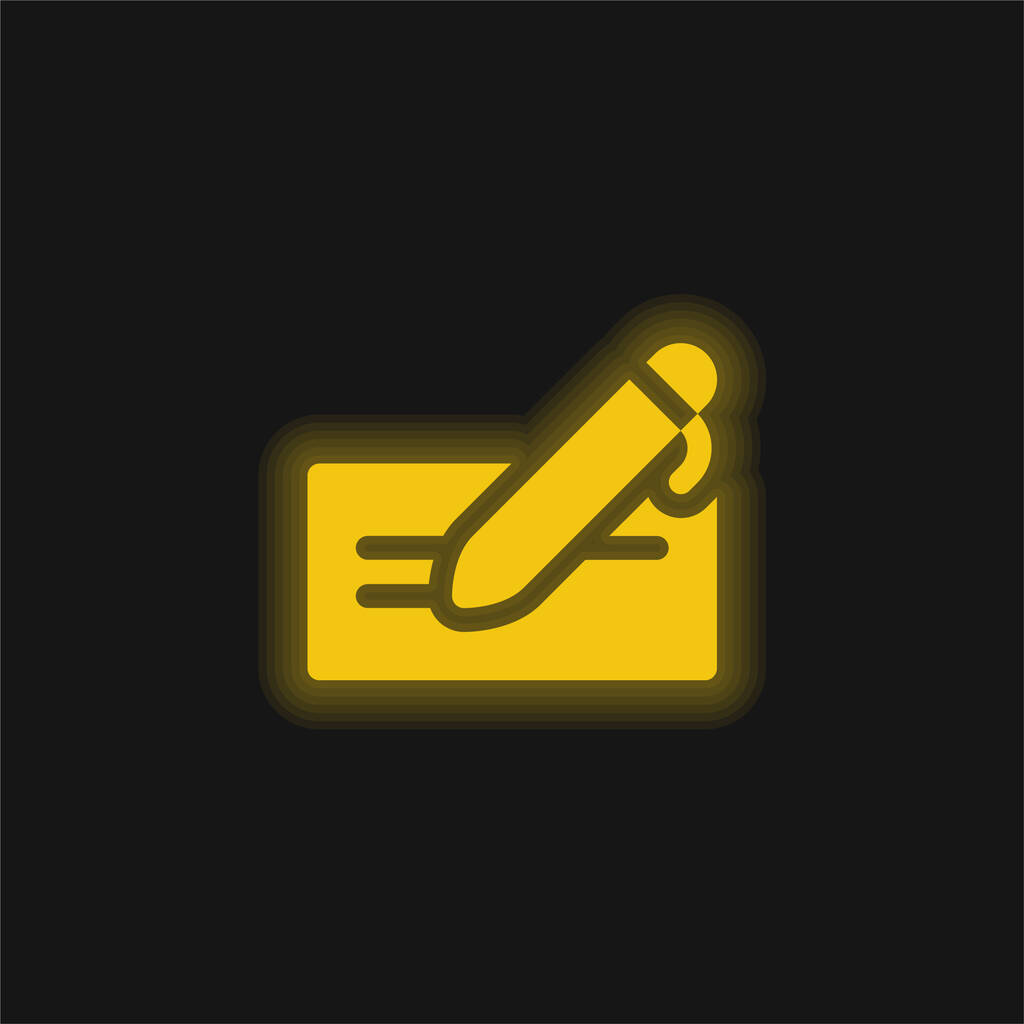 Acuerdo amarillo brillante icono de neón - Vector, imagen
