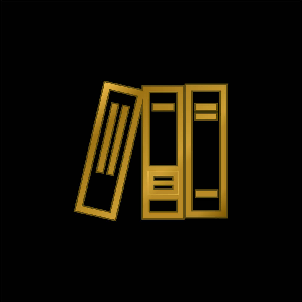 Libros para el estudio chapado en oro icono metálico o vector de logotipo - Vector, imagen
