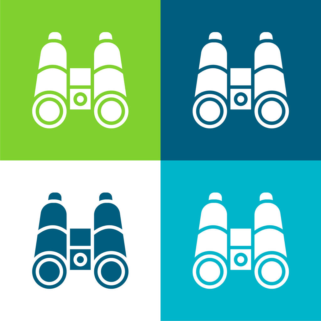 Διόφθαλμη επίπεδη τέσσερις χρώμα ελάχιστο σύνολο εικονιδίων - Διάνυσμα, εικόνα