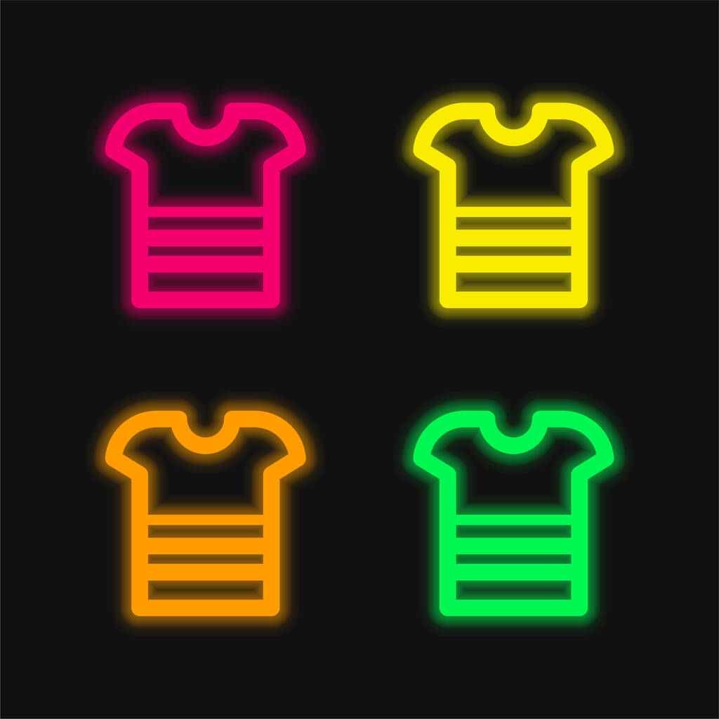 Boy Shirt four color glowing neon vector icon - Vector, Image