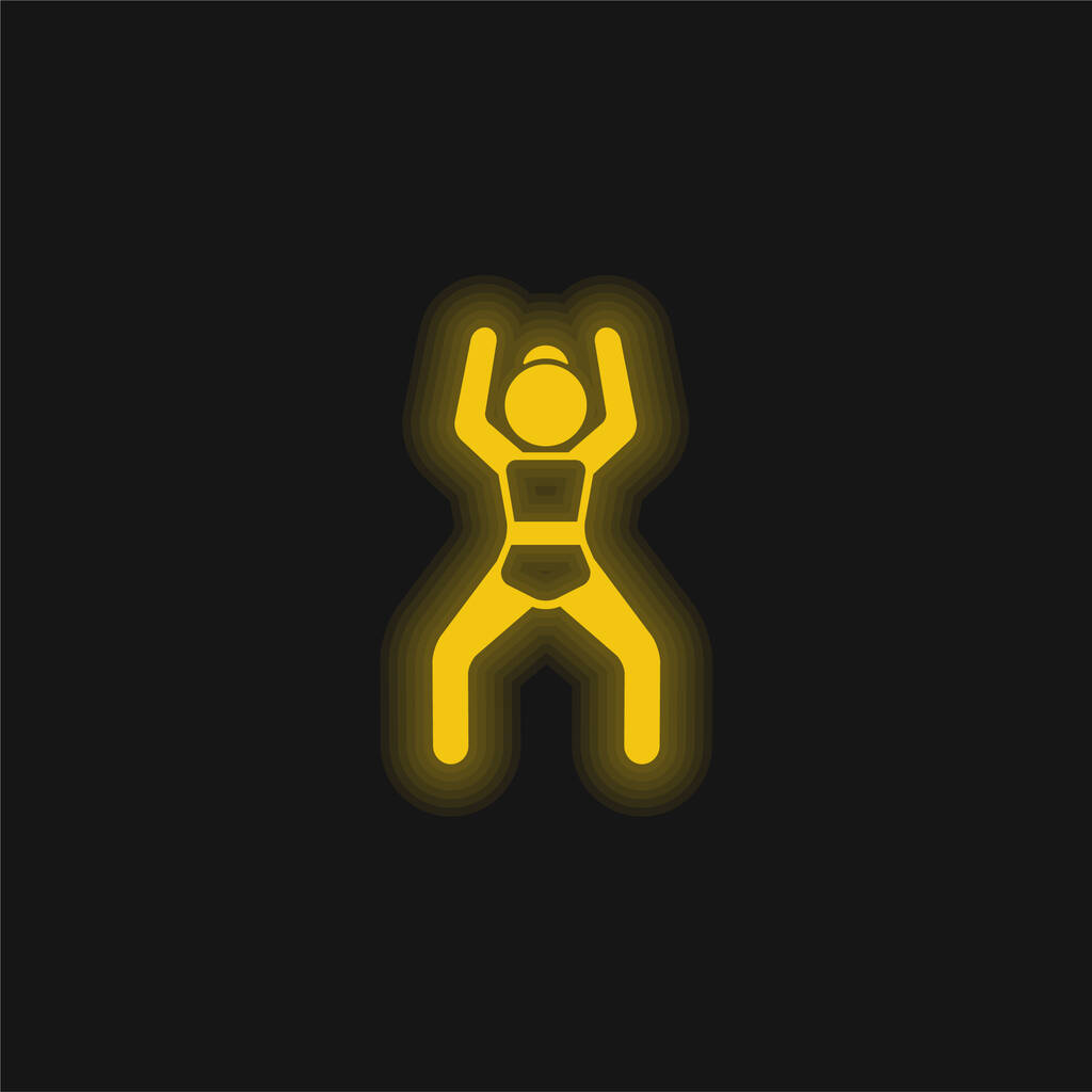 Bras levés Position jaune brillant icône néon - Vecteur, image