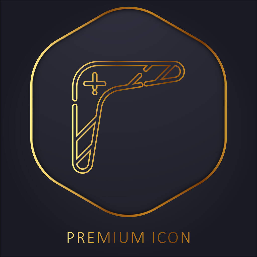 Boomerang ligne d'or logo premium ou icône - Vecteur, image