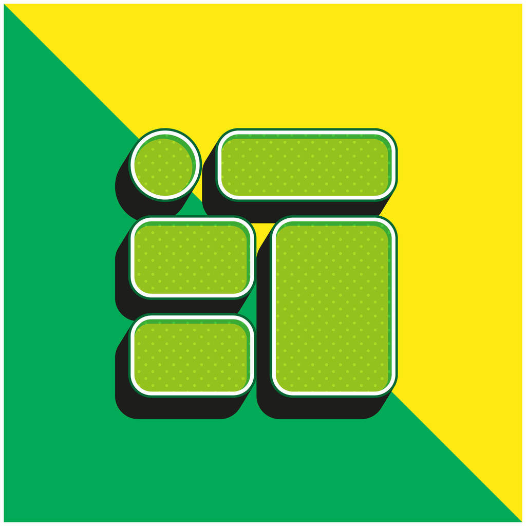 Blokken Groen en geel modern 3D vector pictogram logo - Vector, afbeelding