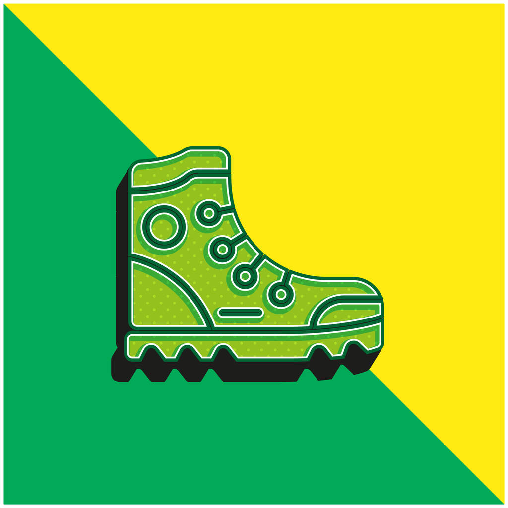 Boot Green and yellow modern 3d vector icon logo - Vector, Image