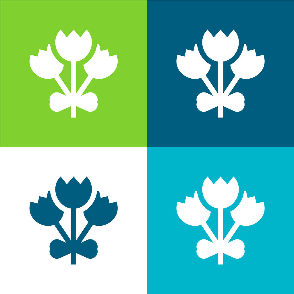 Bouquet Set icona minimale piatto a quattro colori - Vettoriali, immagini