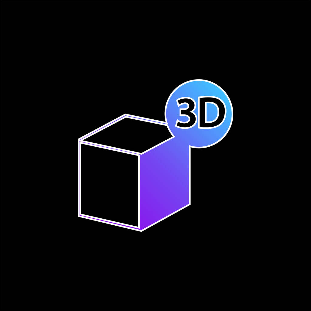 3Dプリンタキューブシンボル青グラデーションベクトルアイコン - ベクター画像