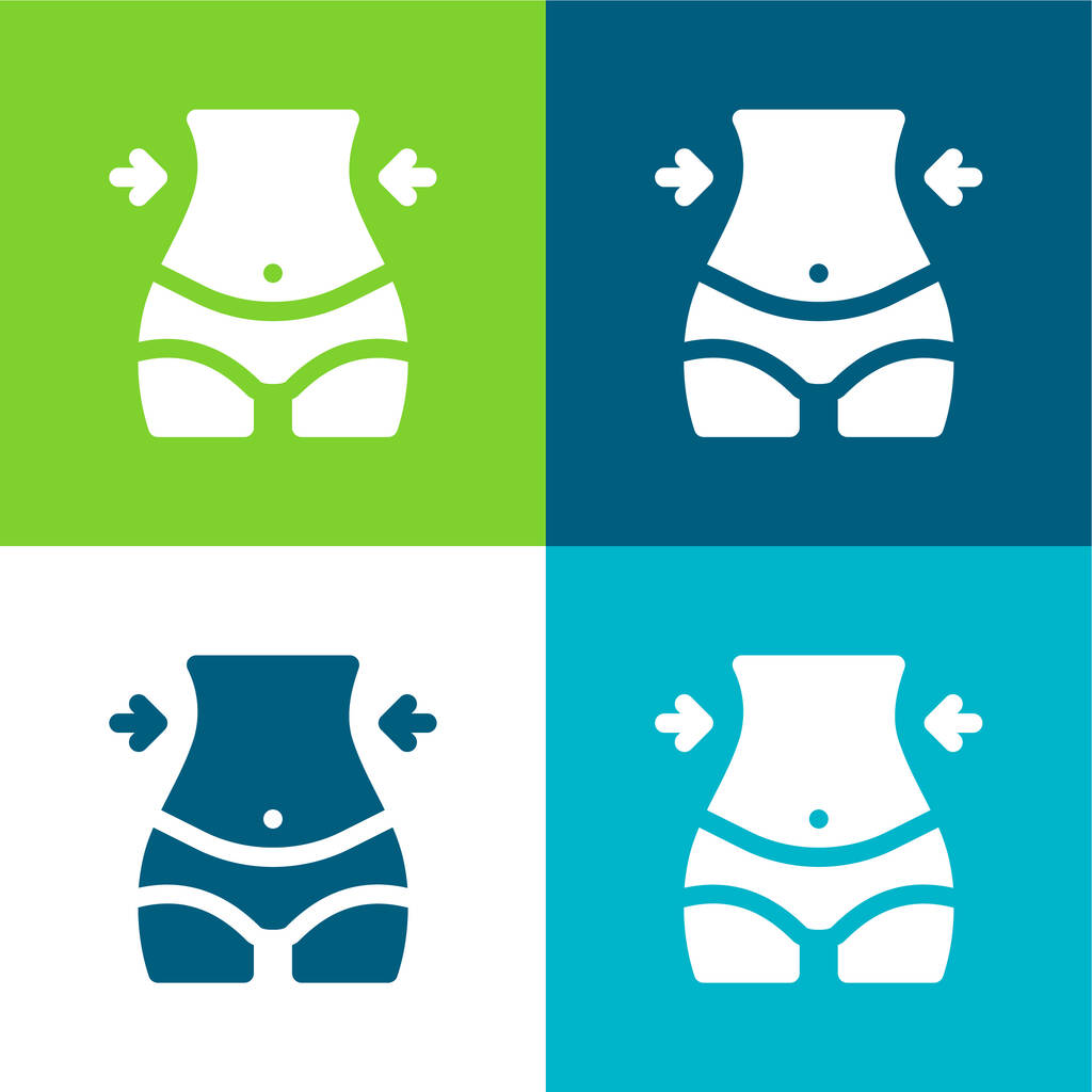 Cuerpo Plano de cuatro colores mínimo icono conjunto - Vector, Imagen