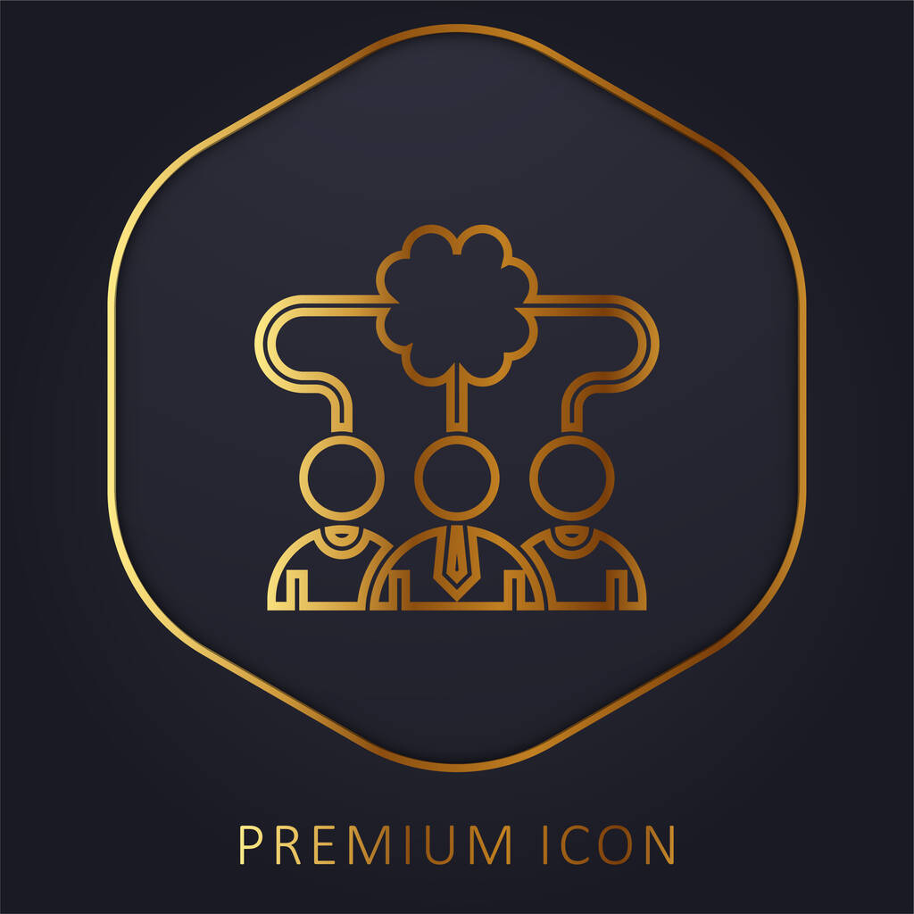 Brainstorming ligne d'or logo premium ou icône - Vecteur, image