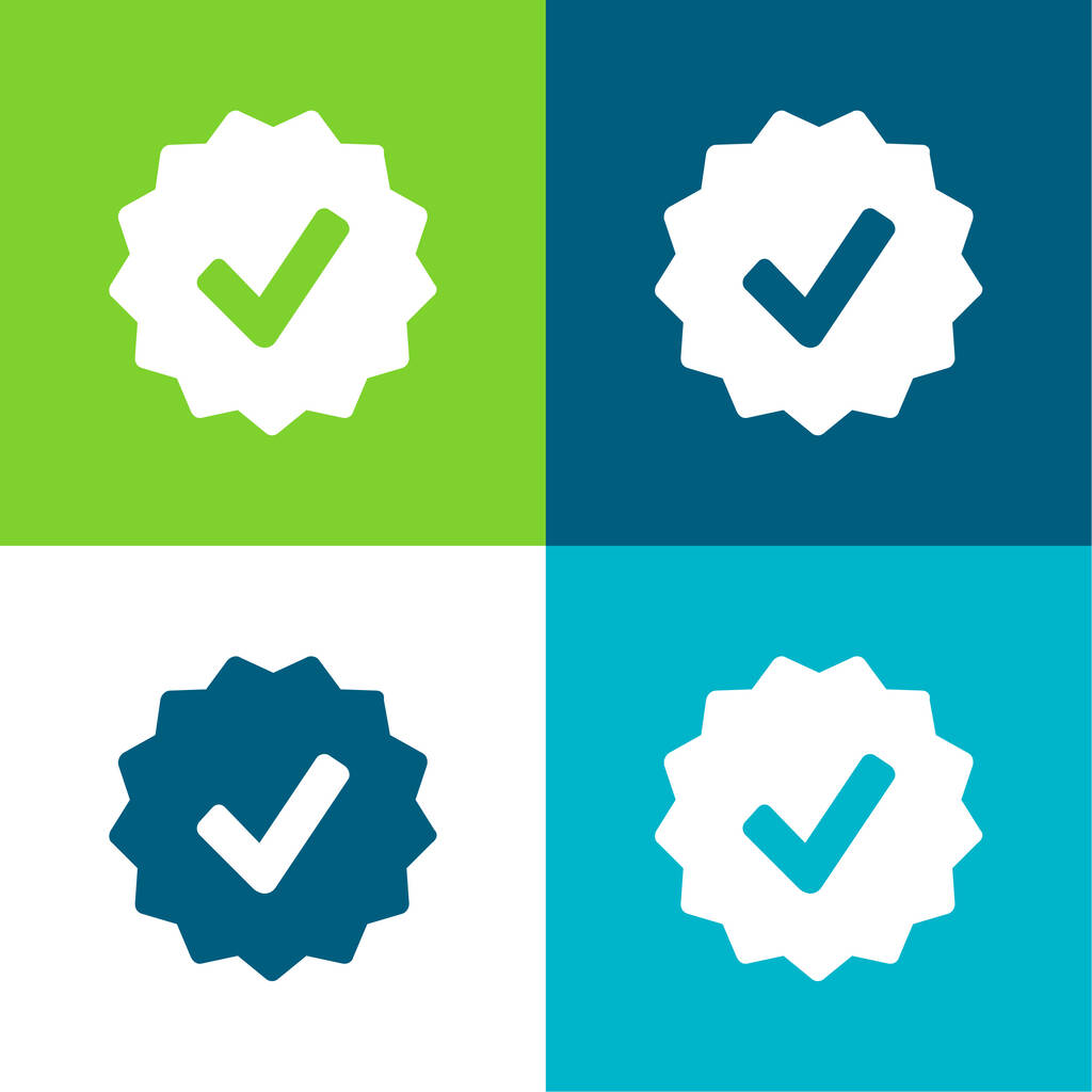 Goedkeuring Symbool In Badge Vlak vier kleuren minimale pictogram set - Vector, afbeelding