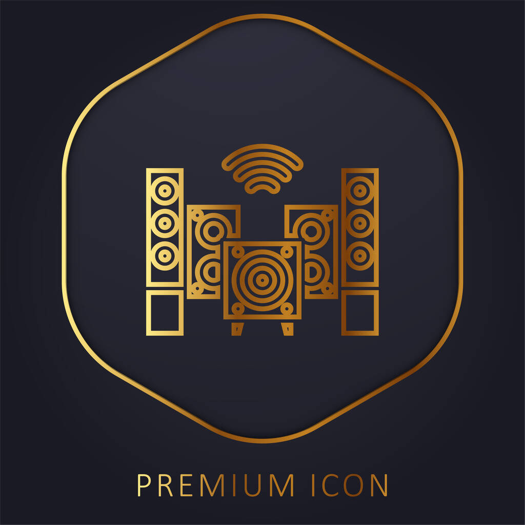 Аудио золотая линия премиум логотип или значок - Вектор,изображение