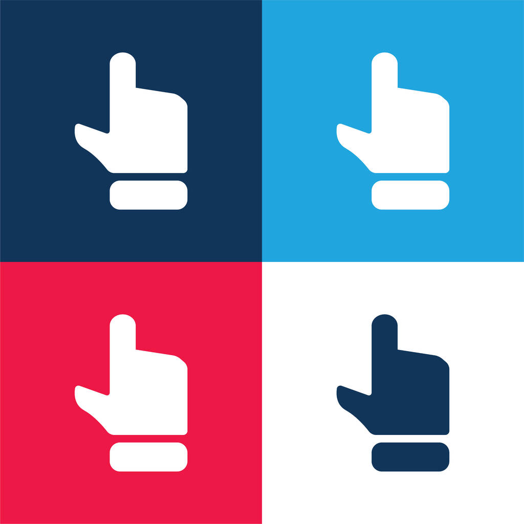 Dedo de mano negro que apunta hacia arriba azul y rojo conjunto de iconos mínimo de cuatro colores - Vector, imagen