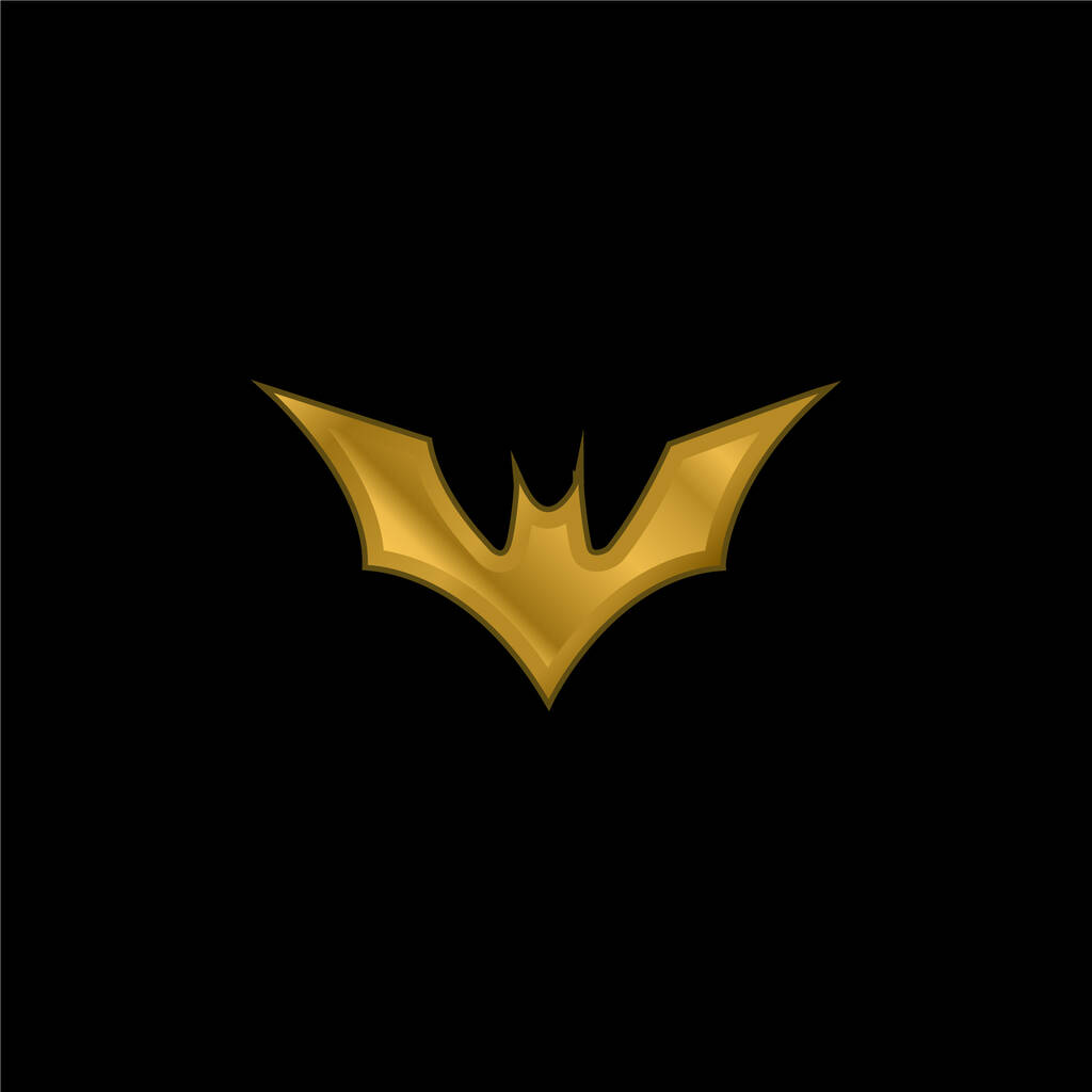 Νυχτερίδα με αυξημένα φτερά επιχρυσωμένο μέταλλο εικονίδιο ή το λογότυπο διάνυσμα - Διάνυσμα, εικόνα