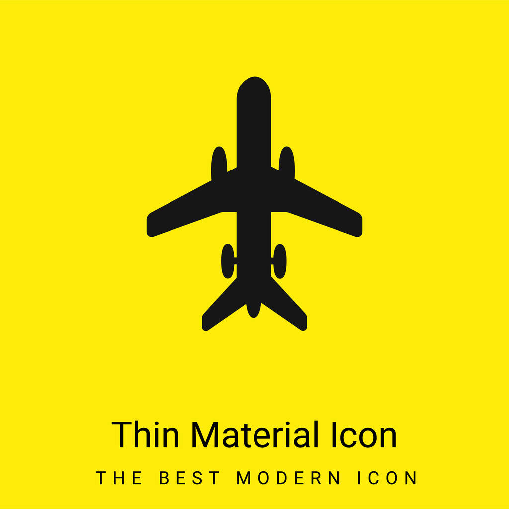 Avião com rodas mínimo ícone de material amarelo brilhante - Vetor, Imagem
