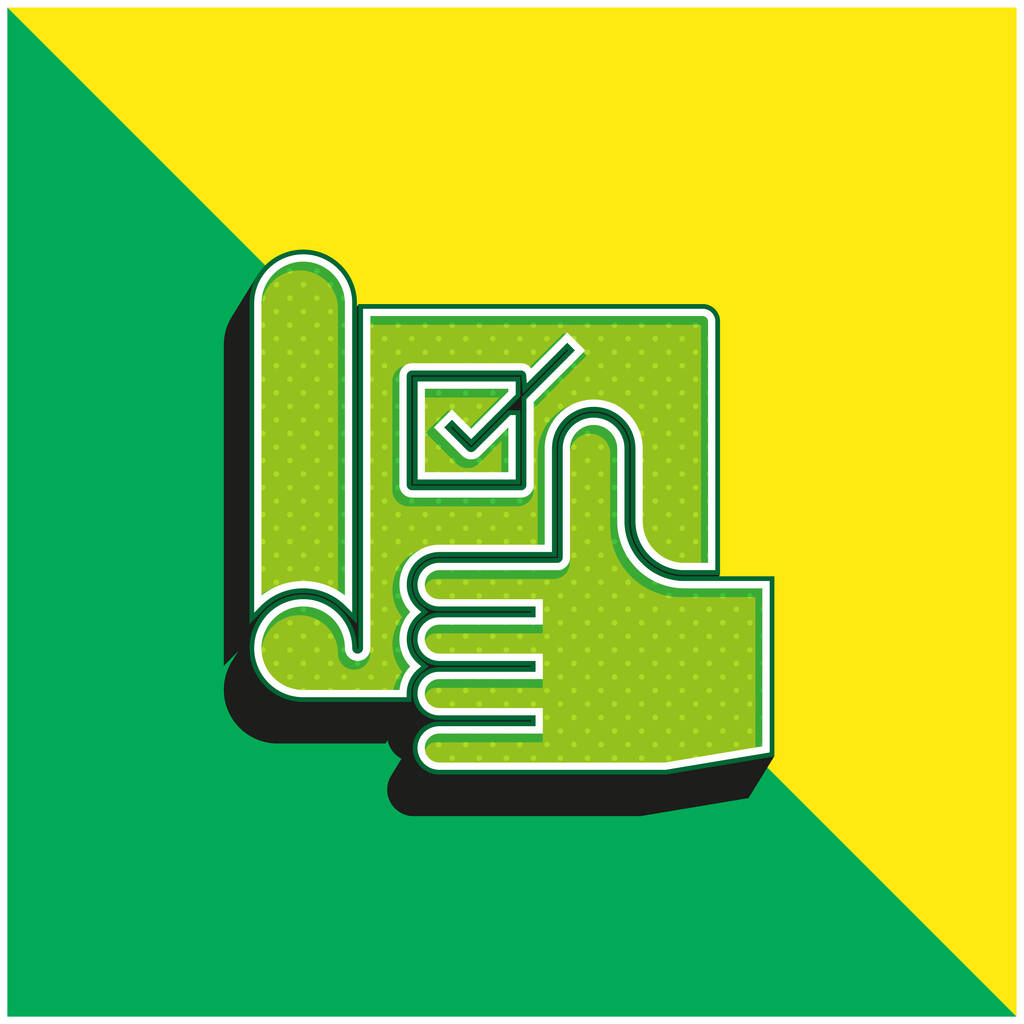 De acuerdo verde y amarillo moderno 3d vector icono logotipo - Vector, imagen