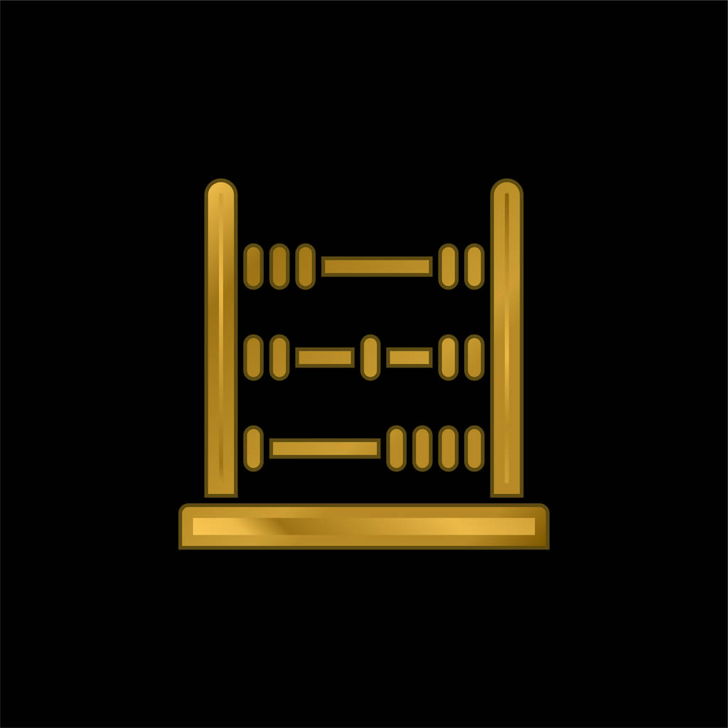 Abacus chapado en oro icono metálico o logo vector - Vector, Imagen