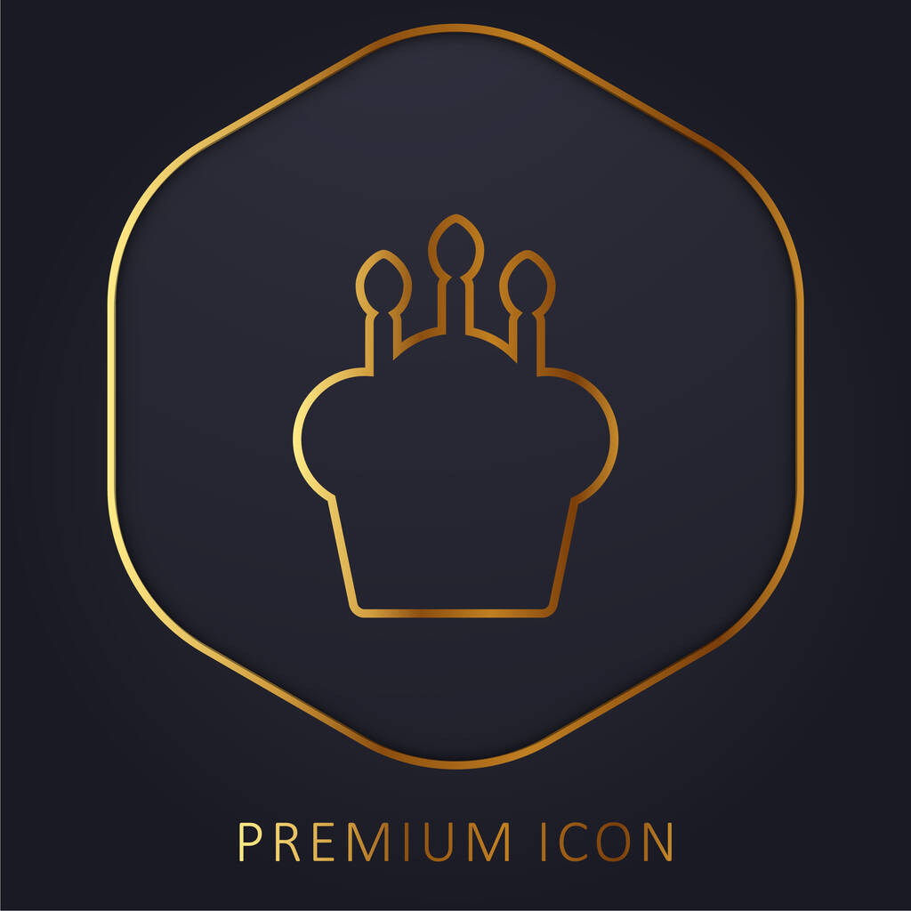 Birthday Cake golden line premium logo or icon - Vector, Image