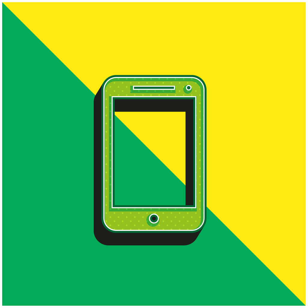 Большой экран Смартфон Зеленый и желтый современный 3D логотип векторной иконки - Вектор,изображение