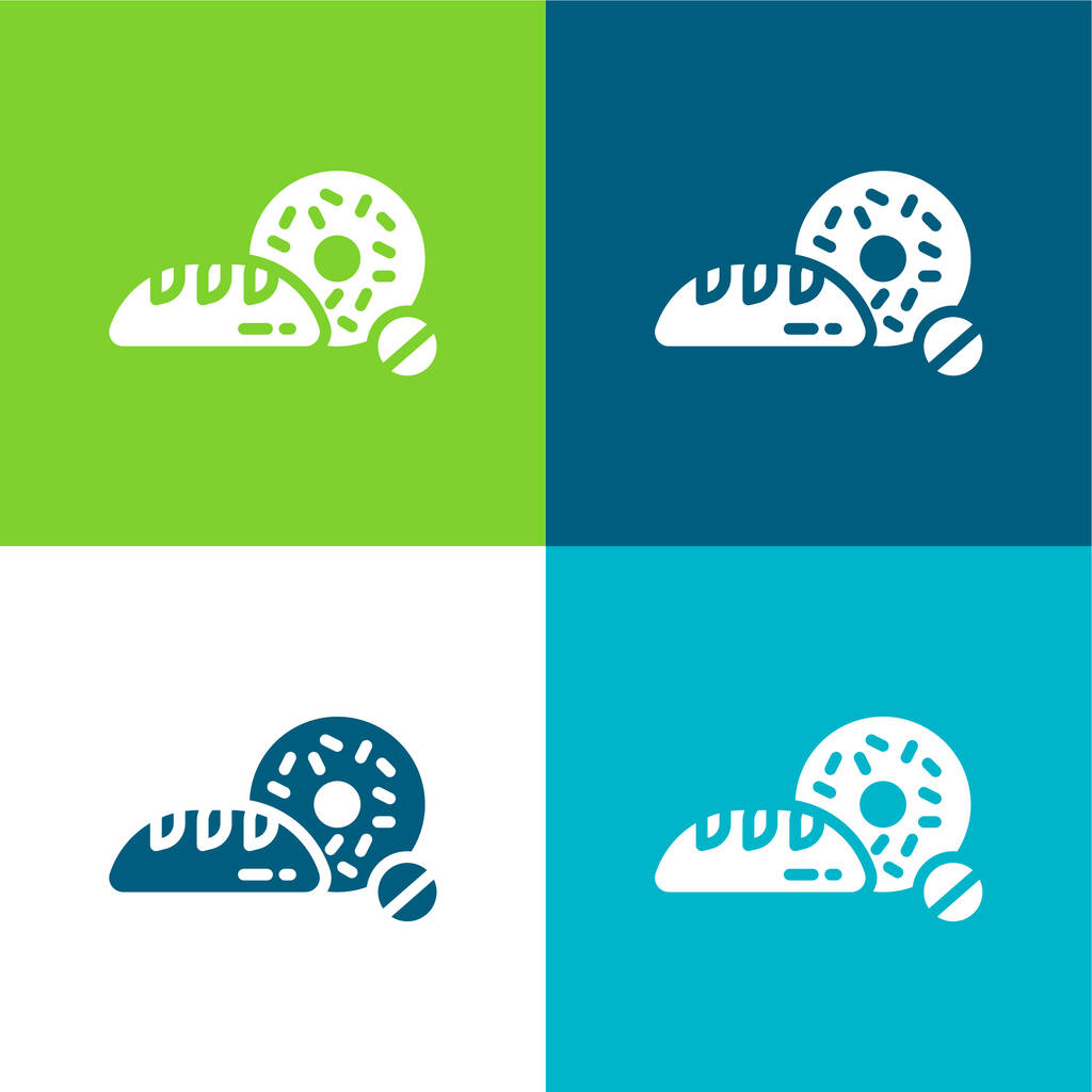 Pane Set icona minimale piatto a quattro colori - Vettoriali, immagini