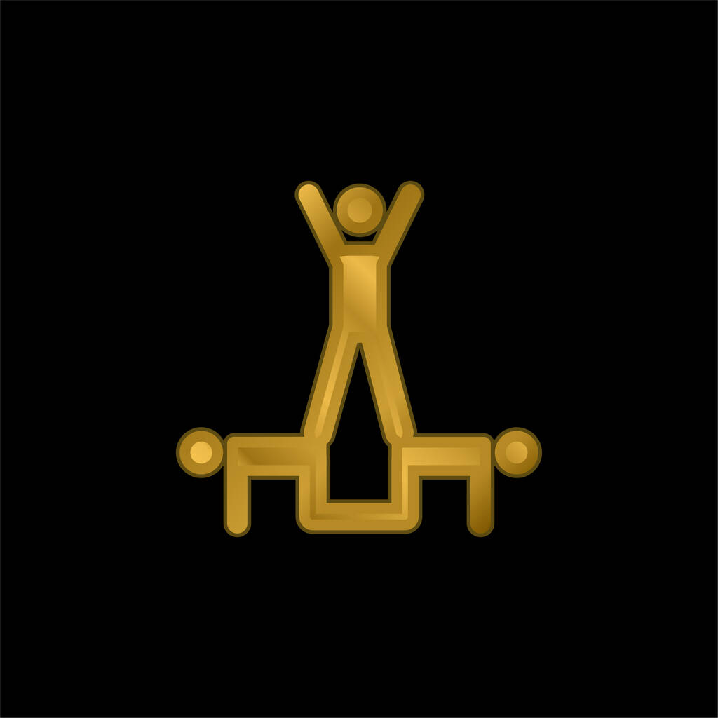 Akrobatik Akrobatlar Grubu Silüet Altın kaplama metalik simge veya logo vektörü - Vektör, Görsel