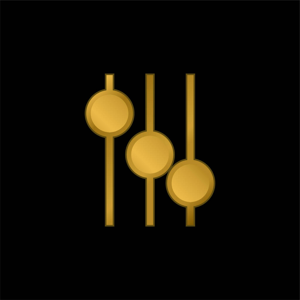 Audio Mixer Controls gold plated metalic icon or logo vector - Vector, Image