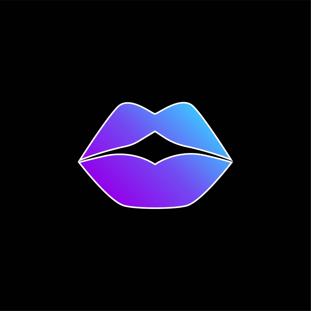 Ícone de vetor de gradiente azul Big Lips - Vetor, Imagem