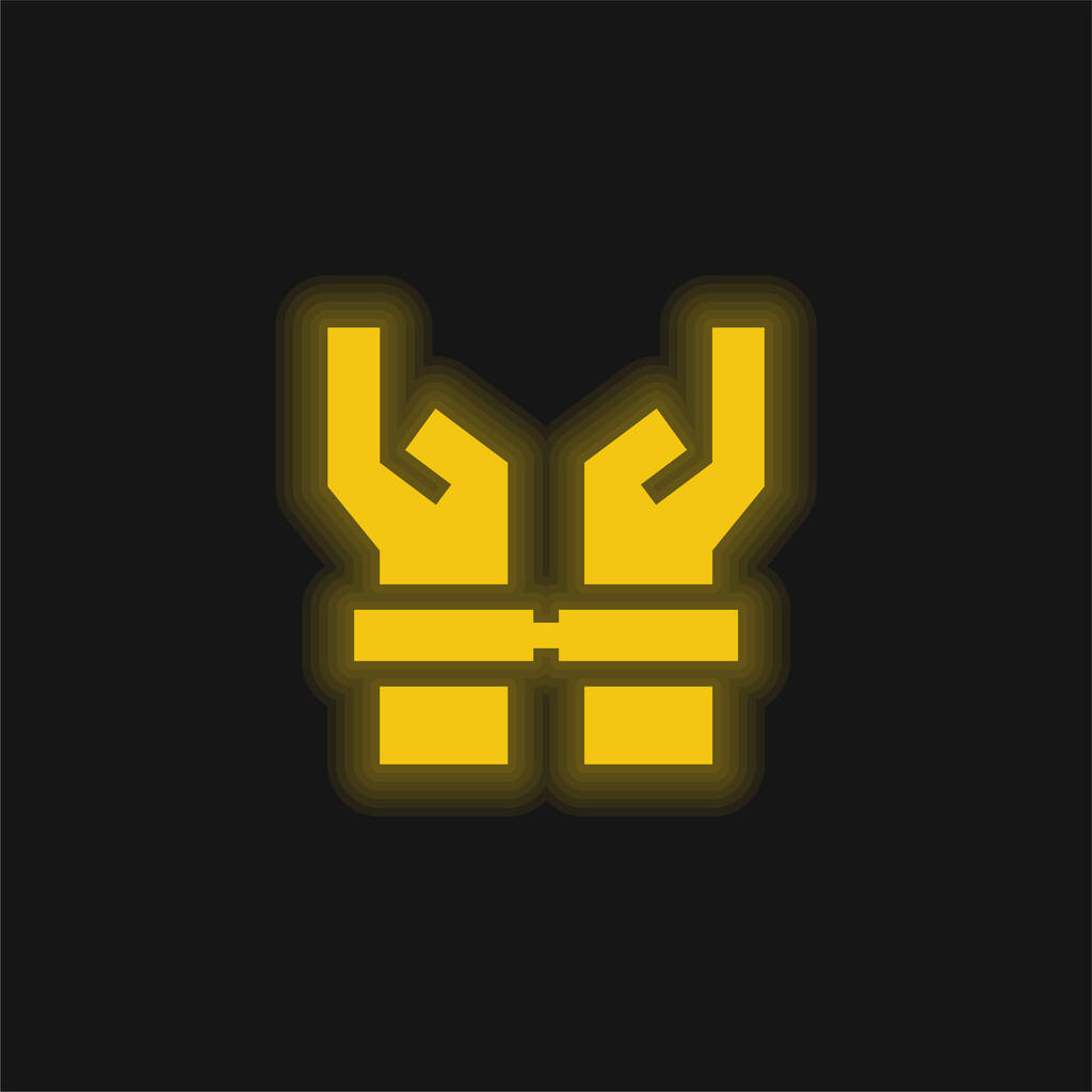 Gelbe Leuchtneon-Ikone festgenommen - Vektor, Bild