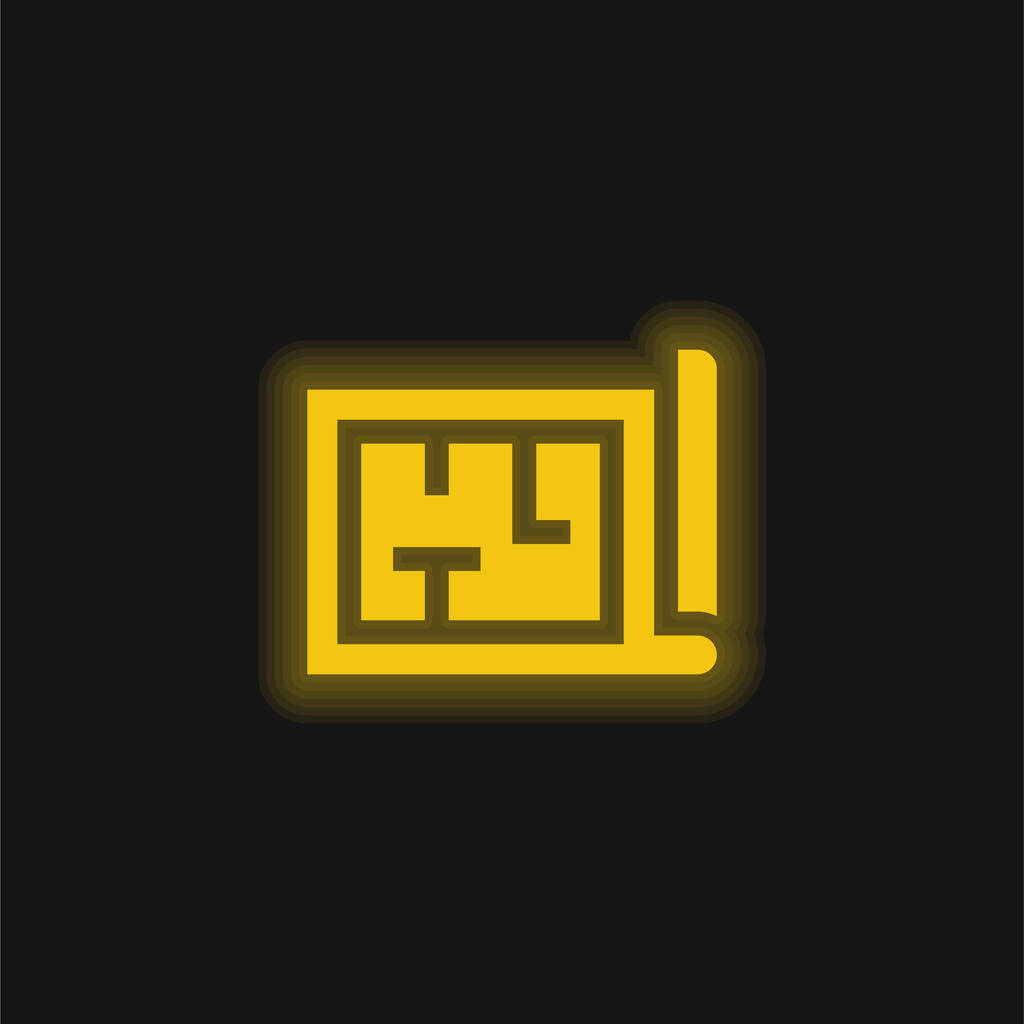 Архітектура жовтого сяючого неонового значка
 - Вектор, зображення
