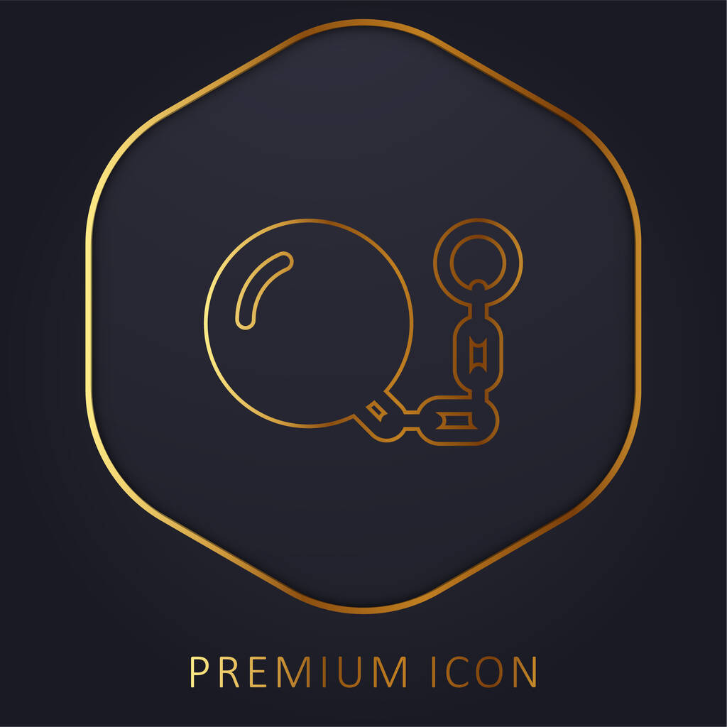Ball And Chain golden line premium logo or icon - Vector, Image