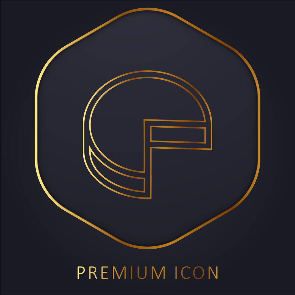 3d Pie Graphic Without Quarter Part Outline Symbol golden line premium logo or icon - Vector, Image