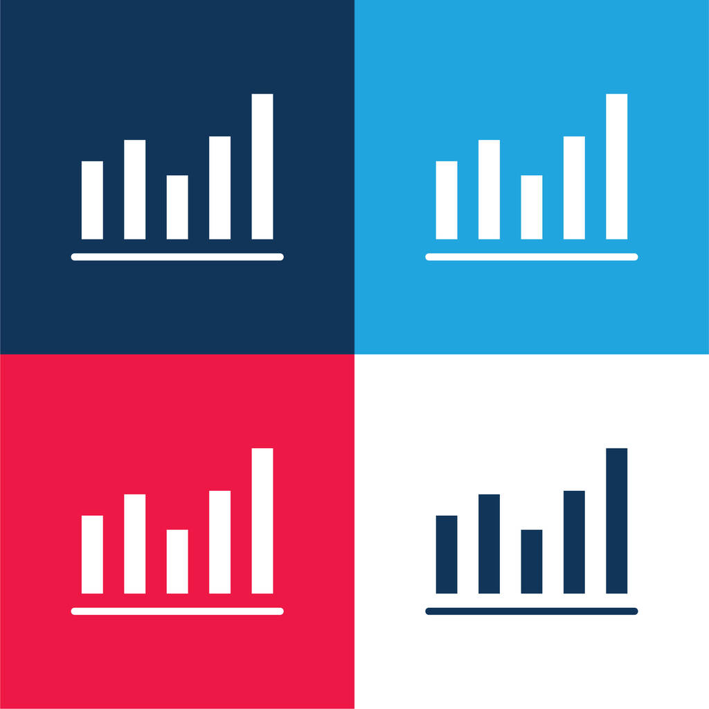 Atividade azul e vermelho conjunto de ícone mínimo de quatro cores - Vetor, Imagem
